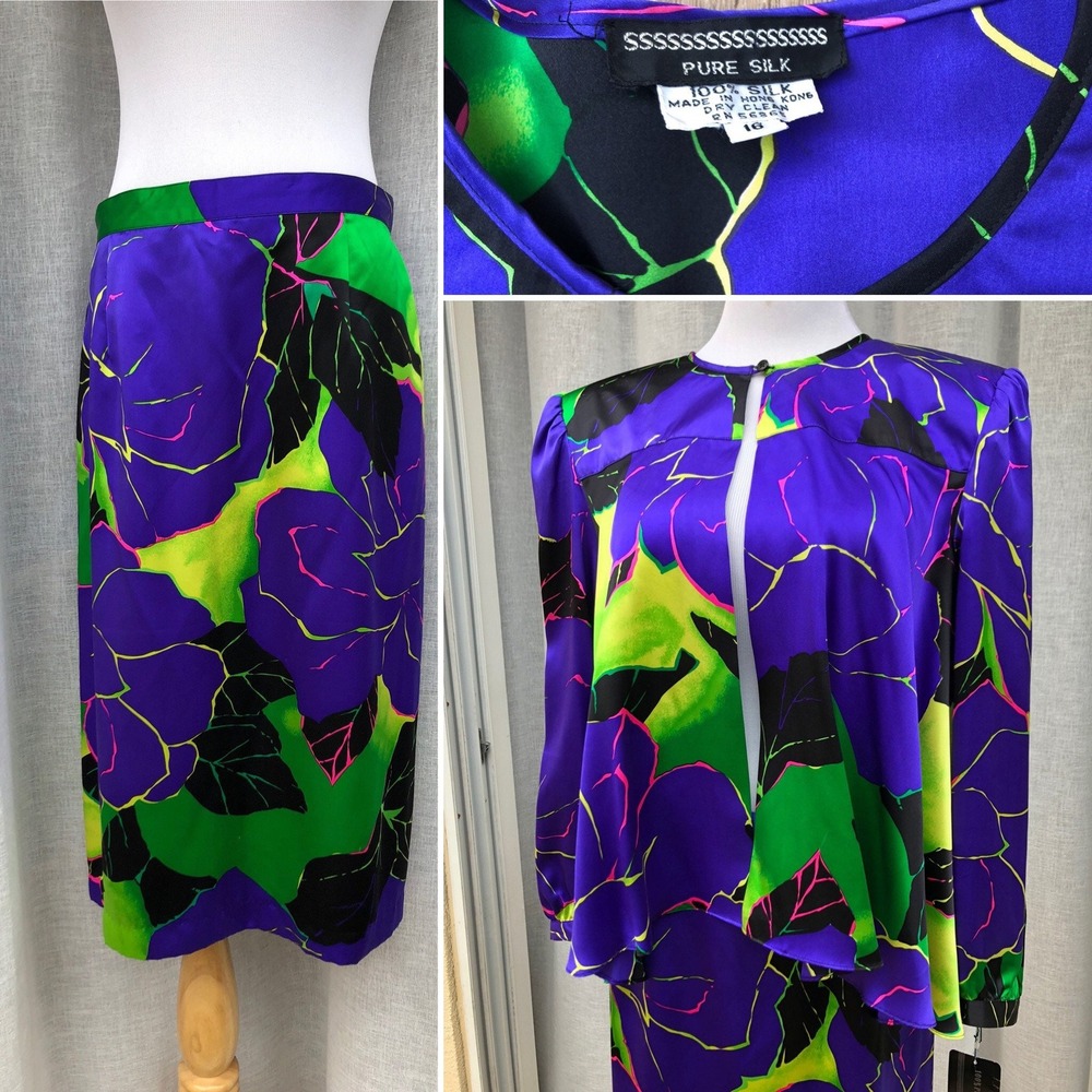 100% Pure Silk floral pattern skirt and top set